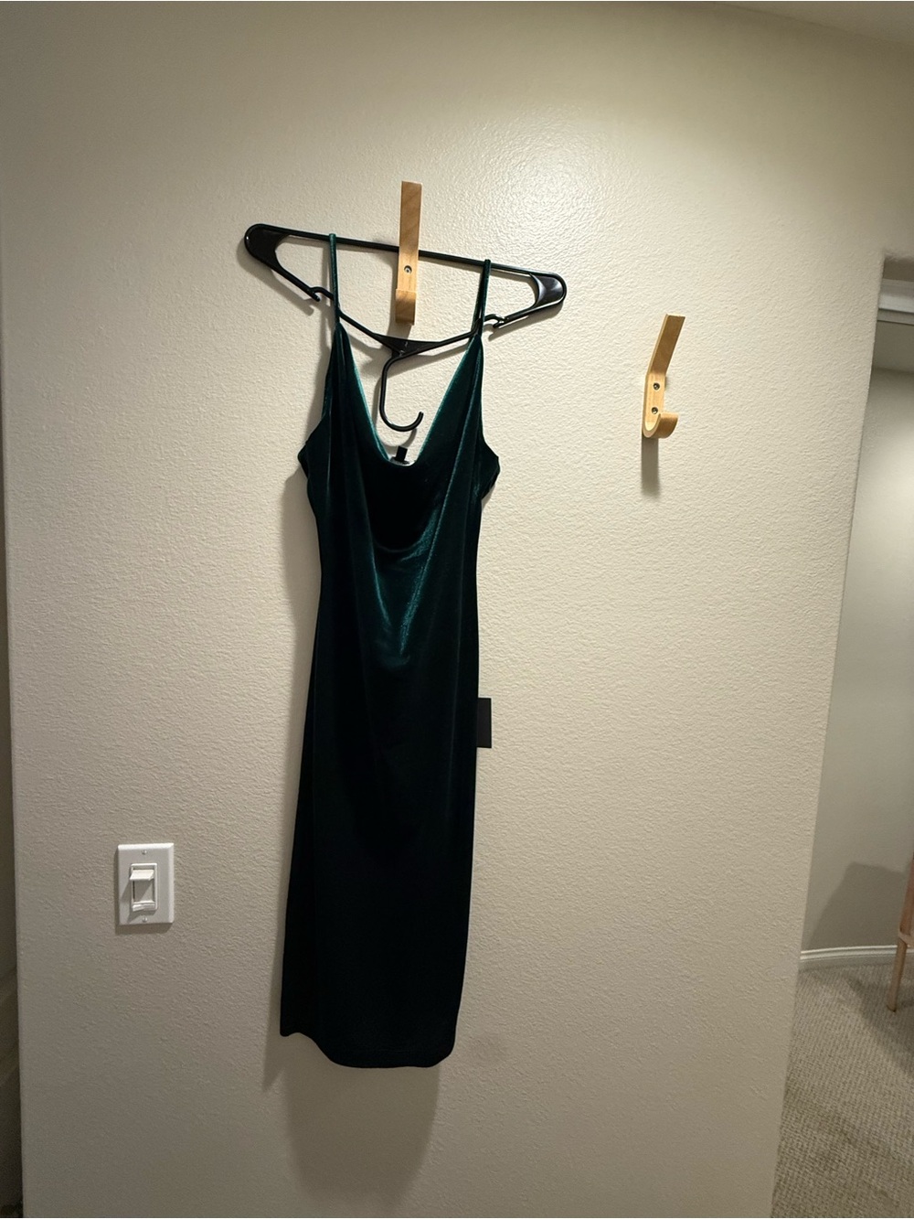 Lulu's Deep Emerald Velvet Slip Midi Dress